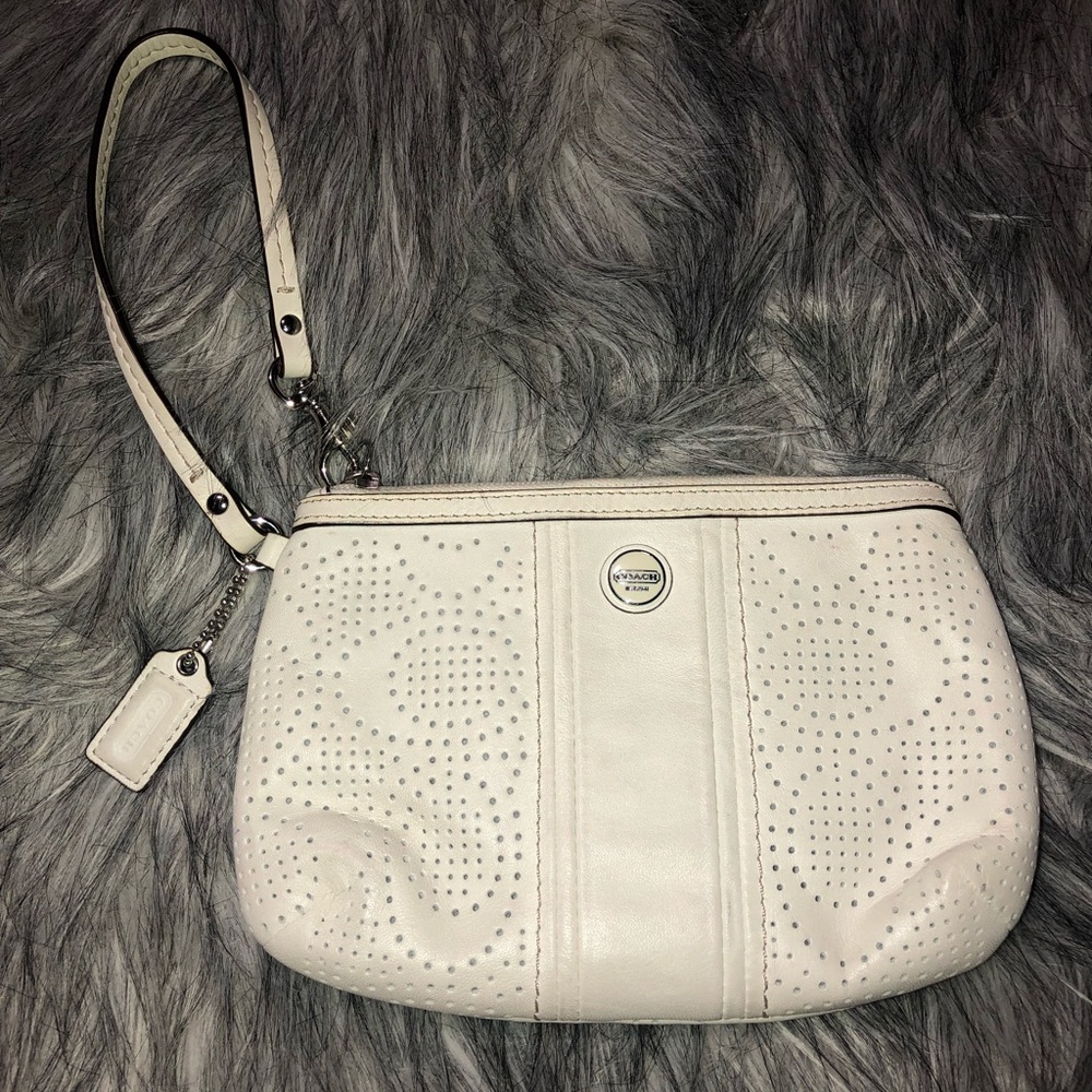 Creamy/white Coach wristlet